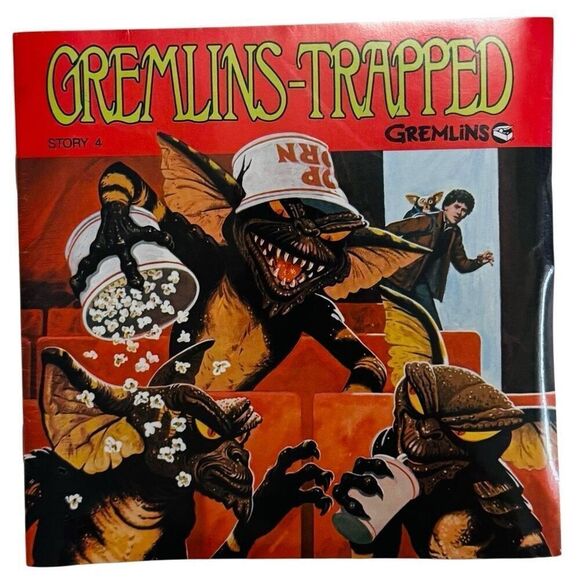 Gremlins-Trapped Story 4 Read Along Record & Book Warner Bros 1984 New - Picture 1 of 2